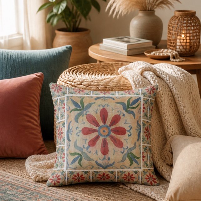 Coussin décoratif en carreau décoratif Boho (fleur (Créateur téléchargé)