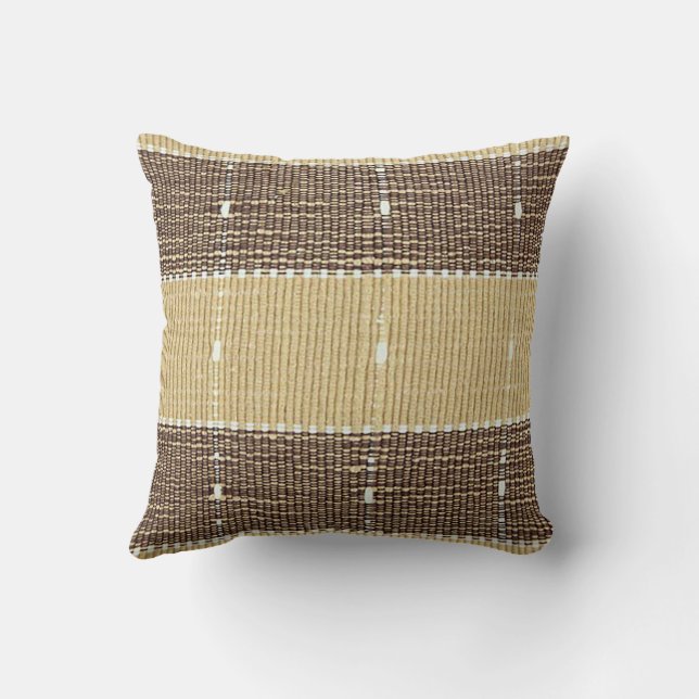 Coussin décoratif en coton marron et beige (Verso)