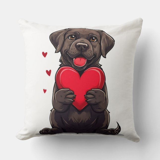 Coussin décoratif en forme de coeur avec chien Lab (Recto)