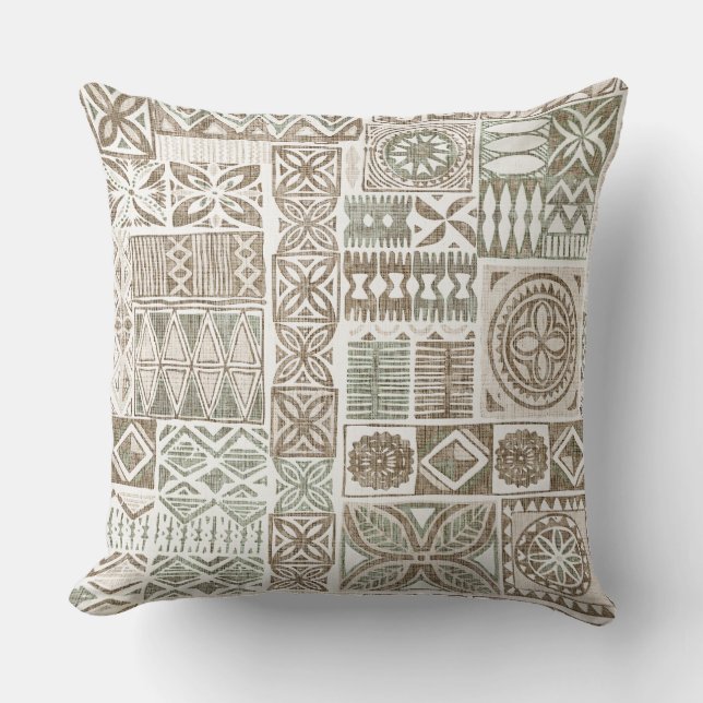 coussin décoratif en impression tapa hawaïen (Recto)