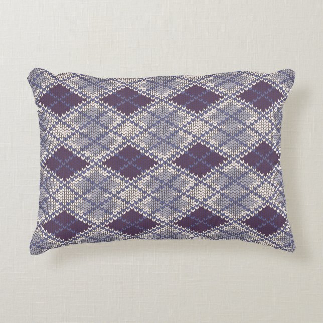 COUSSIN DÉCORATIF EN MAILLE ARGYLE PLUM (Devant)