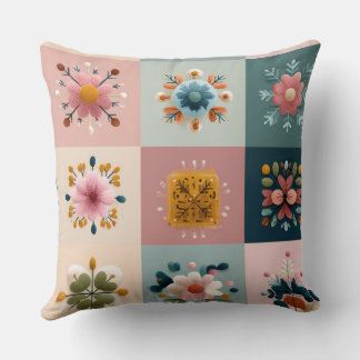 Coussin décoratif en patchwork de flocons de neige