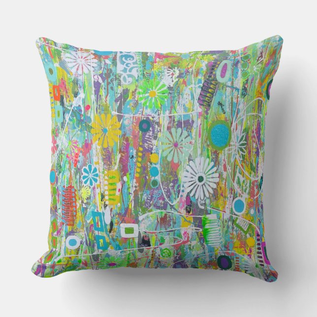 Coussin décoratif en poly 20 x 20 Flower Power (Recto)