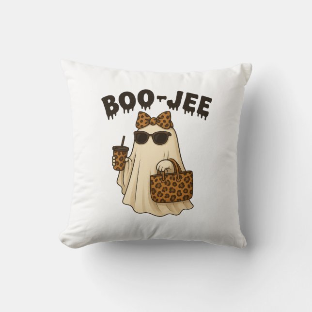 Coussin décoratif fantôme à imprimé léopard BOO-JE (Recto)
