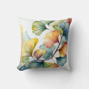Coussin décoratif Feuilles de Ginkgo à l'aquarel