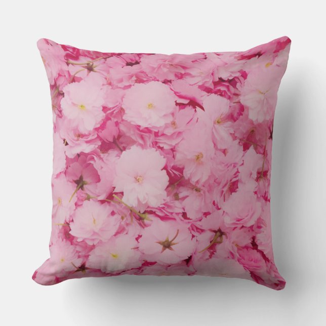 Coussin Décoratif Fleur de Cerisier Rose Floral Bo (Recto)