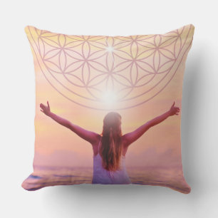 Coussin décoratif Fleur de Vie Célébrez Votre Vie