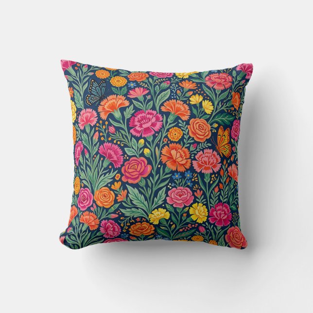 Coussin décoratif Fleurs de Carnations – Textile I (Recto)