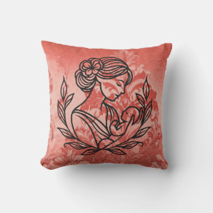 Coussin Décoratif – Fleurs de Mère et Enfant