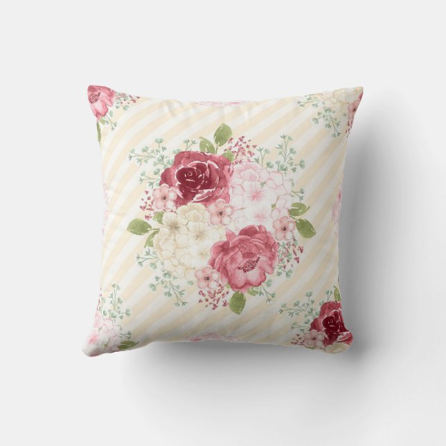 COUSSIN DÉCORATIF FLEURS DE ROSIERS POURPRES STYLE (Verso)