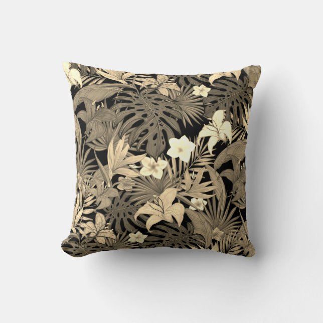 Coussin décoratif Fleurs et feuilles de palmier da (Recto)