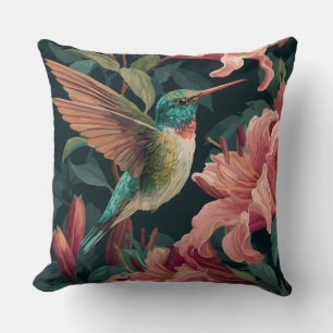 Coussin Décoratif Fleurs Oiseaux Colibris
