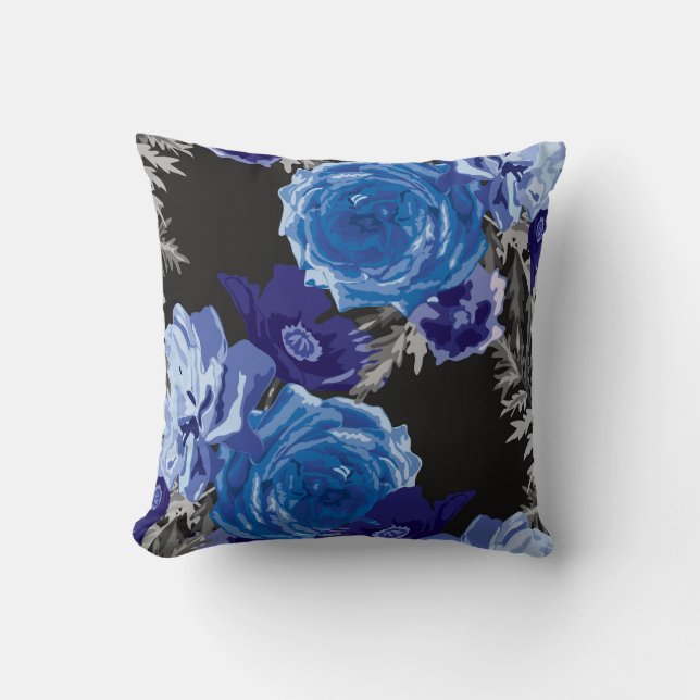 Coussin décoratif Floral Bleu (Recto)