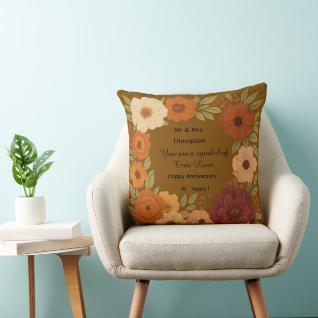 Coussin décoratif floral Boho Mr & Mrs (Chaise)