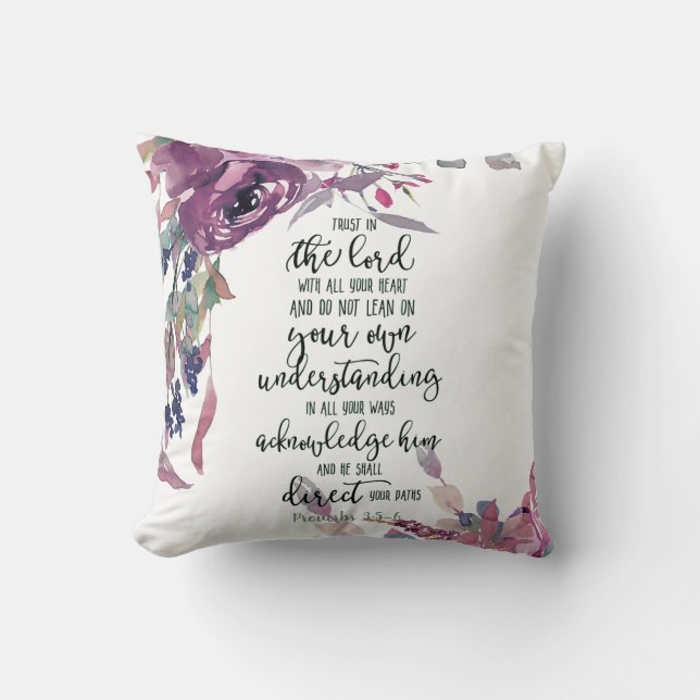 Coussin décoratif floral Confiance dans le Seigneu (Recto)