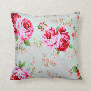 Coussin décoratif floral de rose vintage de