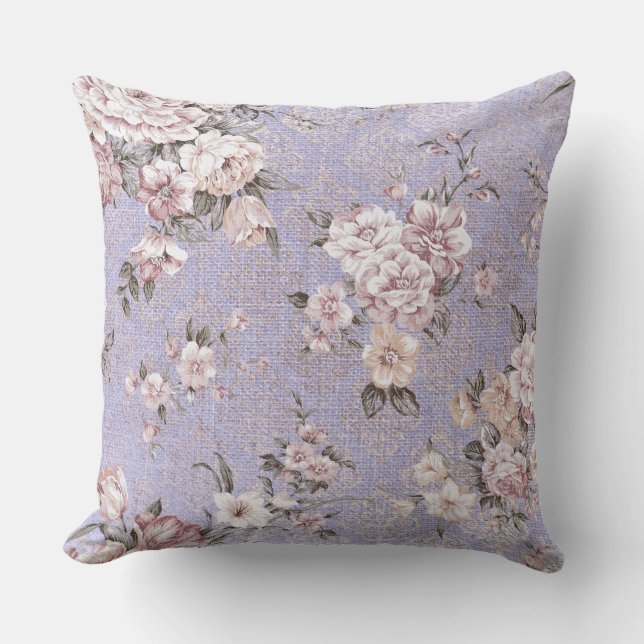 Coussin décoratif floral lilas (Recto)