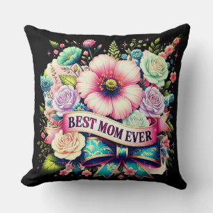 Coussin décoratif floral « Meilleure maman qui soi