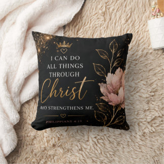 Coussin décoratif floral Philippiens 4:13