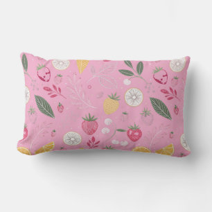 Coussin décoratif Fraise Rose et Floral