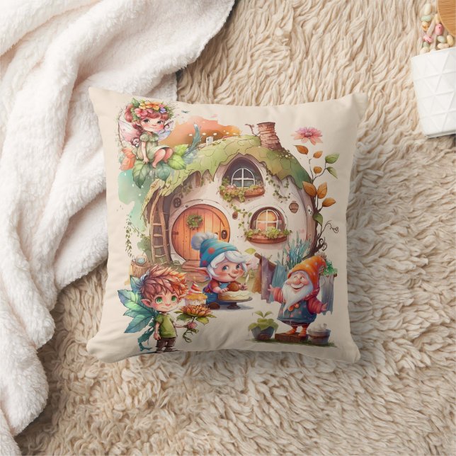 Coussin décoratif Gnome et Fée Mignons | Pays des  (Couverture)