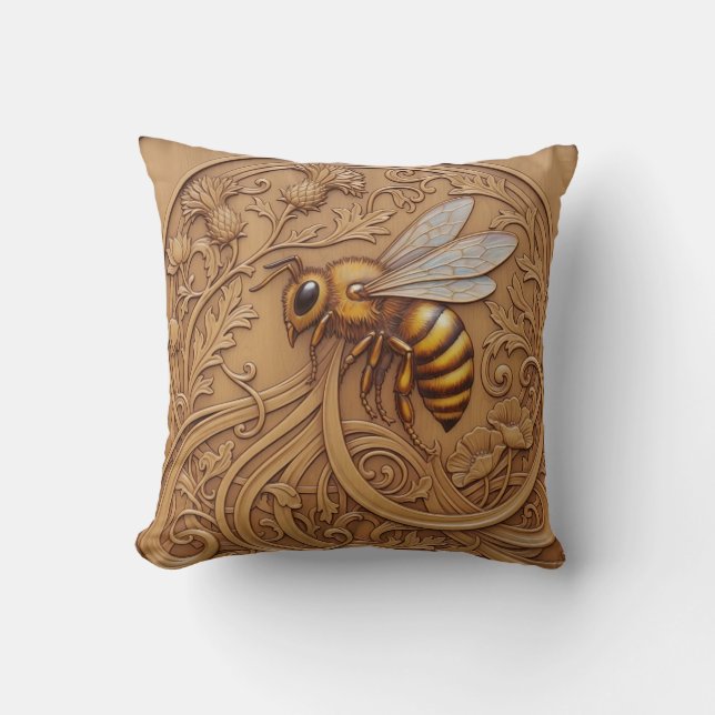Coussin décoratif grand abeille effet sculpture su (Recto)