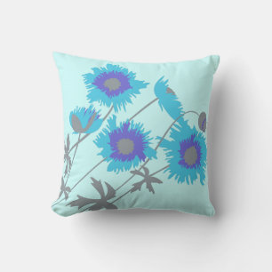 Coussin décoratif gris aqua, bleu, violet