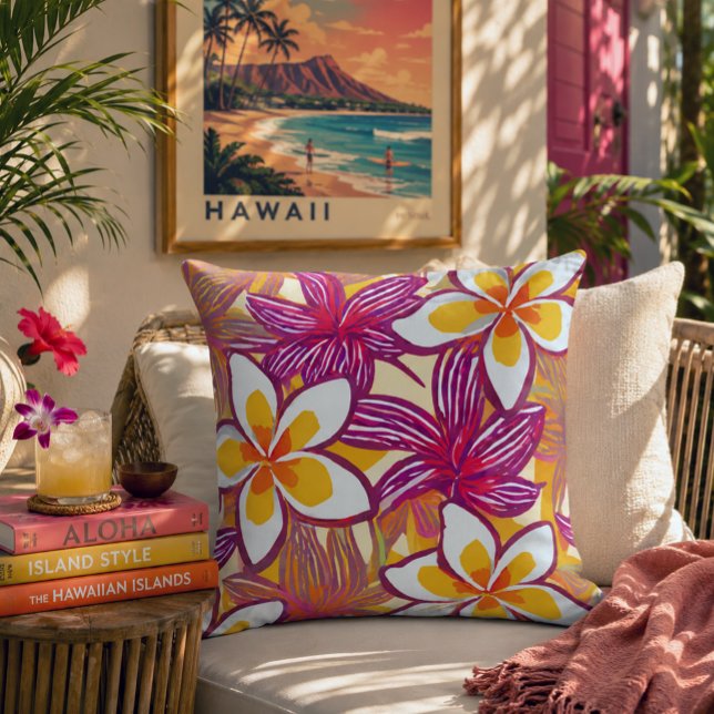 Coussin décoratif Hawaï plumeria tropical (Créateur téléchargé)