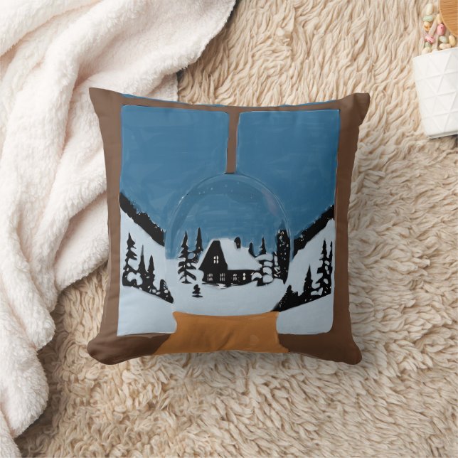 Coussin Décoratif Hivernal Boule à Neige (Couverture)
