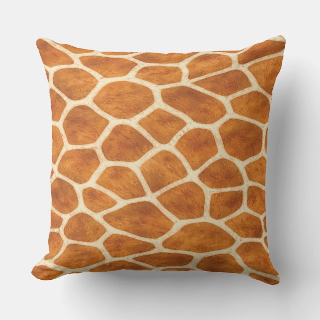 coussin décoratif imprimé girafe marron (Recto)