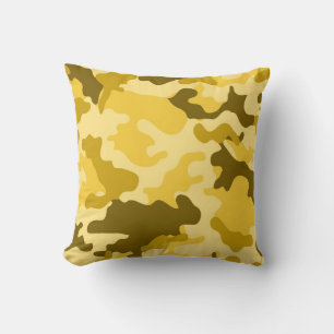 Coussin décoratif jaune camouflage