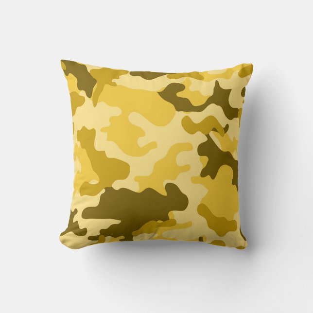 Coussin décoratif jaune camouflage (Recto)