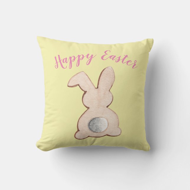 Coussin décoratif jaune lapin de Pâques Cottontail (Recto)