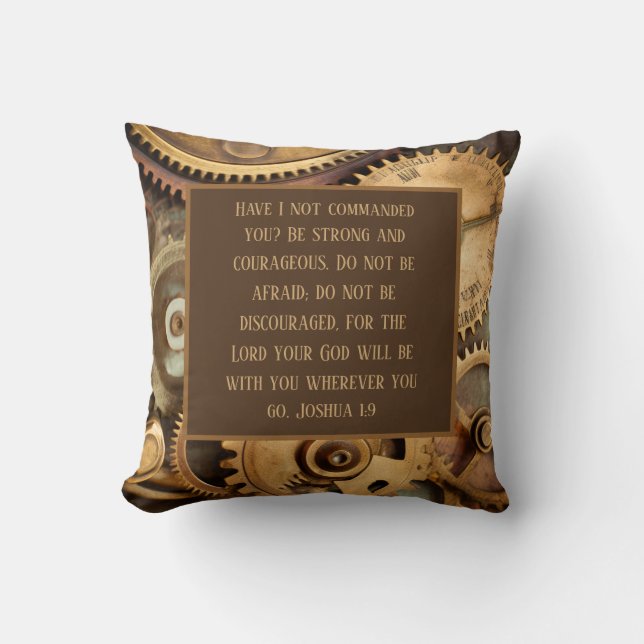 Coussin décoratif Joshua 1:9 Verset biblique encou (Recto)