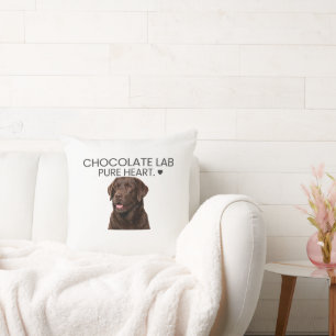 Coussin décoratif Lab au chocolat au cœur pur