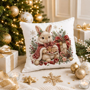 Coussin décoratif lapin de Noël