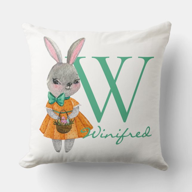 Coussin décoratif Lapin de Pâques avec initiale et (Recto)