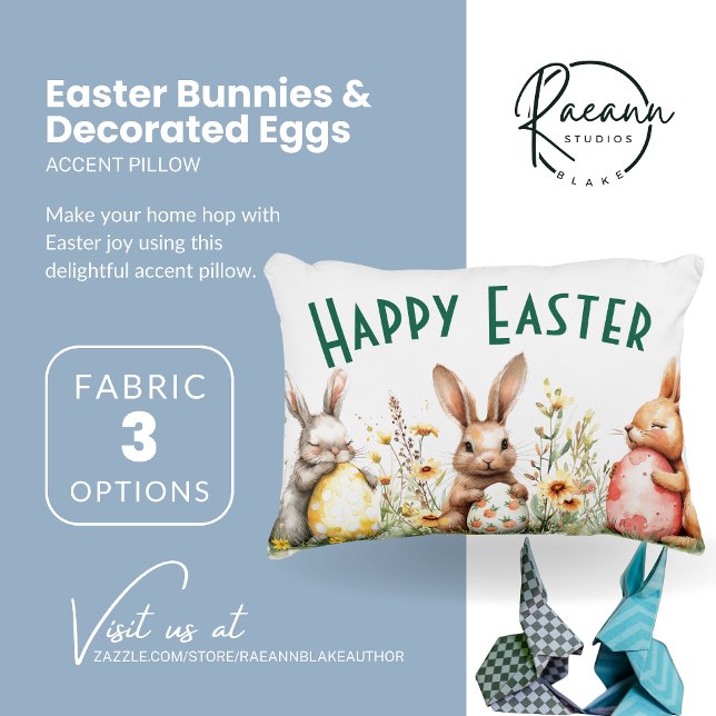 Coussin décoratif lapins de Pâques et œufs décorés (Créateur téléchargé)
