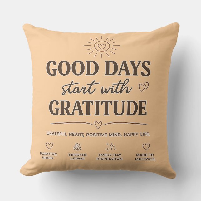 Coussin Décoratif 'Les Bons Jours Commencent Avec  (Recto)
