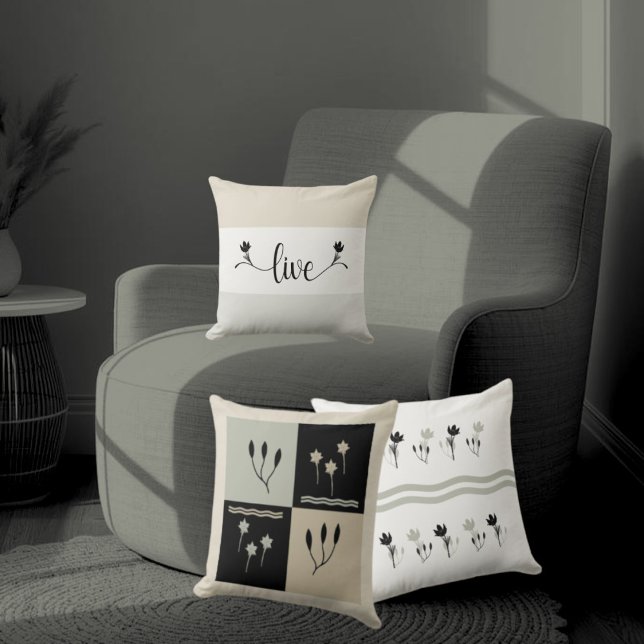 Coussin décoratif "Live" Tons de Terre Rayés (Créateur téléchargé)