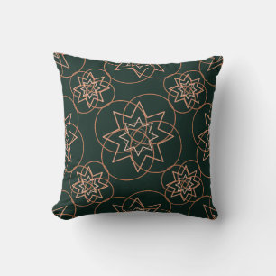 Coussin décoratif mandala vert émeraude et or
