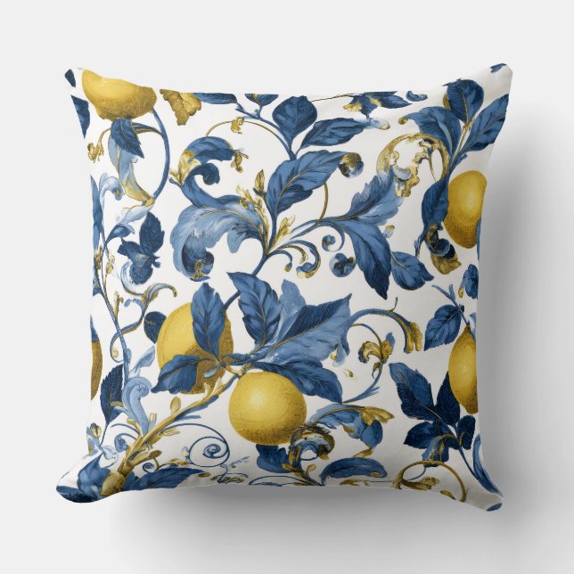 Coussin décoratif méditerranéen au citron (Recto)