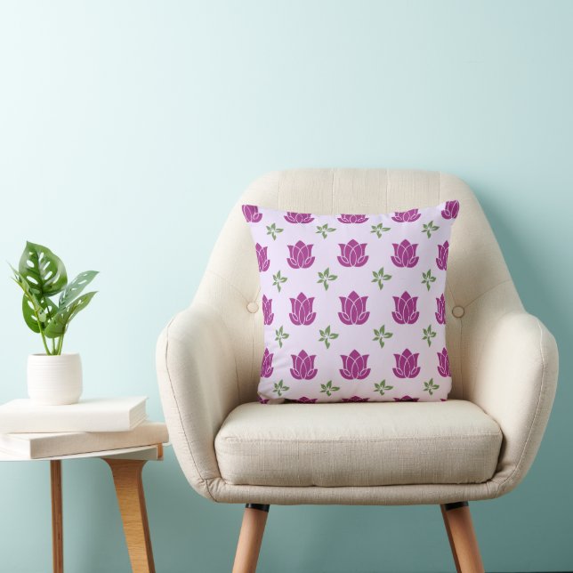 Coussin décoratif moderne fleur de lotus pourpre e (Chaise)