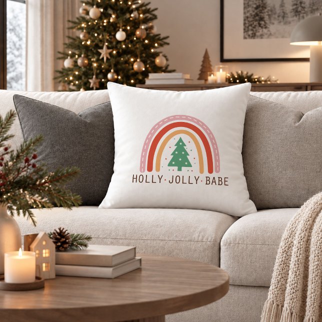 Coussin décoratif moderne rouge vert boho pour Noë (Modern Red Green Boho Christmas Throw Pillow Decor)