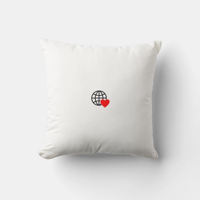 Coussin décoratif | Motif Globe et Cœur (Recto)