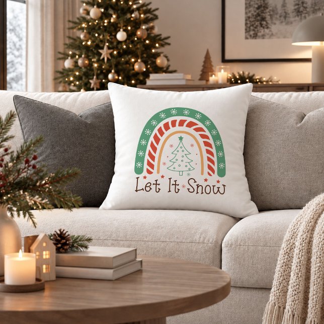 Coussin décoratif Noël Bohème rustique rouge vert (Rustic Boho Christmas Red Green Throw Pillow Decor)