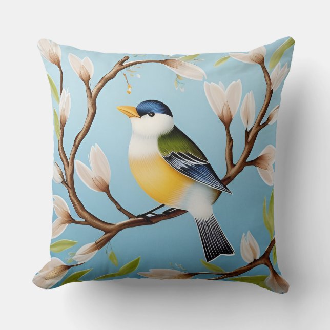 ✨ Coussin Décoratif Oiseau de Printemps pour Salon (Recto)