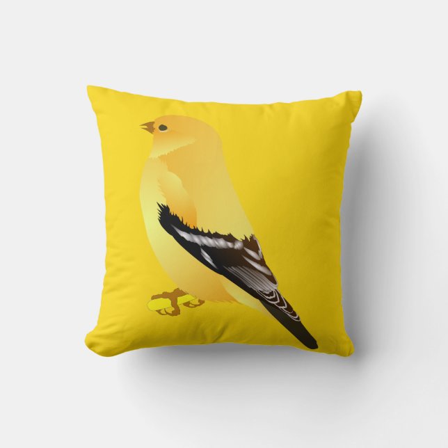 Coussin décoratif oiseau jaune chardonneret (Recto)