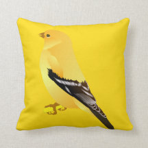 Coussin décoratif oiseau jaune chardonneret