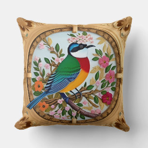 🌸 Coussin décoratif oiseaux floraux Chants d'oise